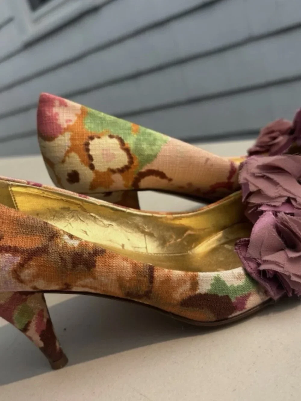 J.Crew Raffia Rose Printed Peep Toe Heels Size 7